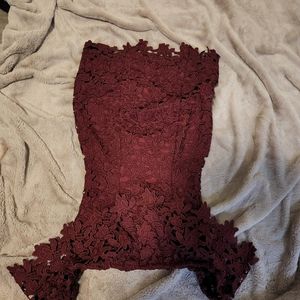 Guess Burgundy off the shoulder dress